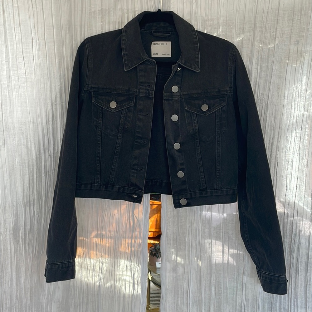 ASOS 100% Cotton Cropped Black Jean Jacket